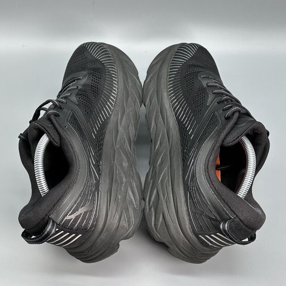 Hoka One One Mens Bondi 7 Wide Mens 10 2E Black Athletic Running Shoes Sneakers - Picture 5 of 10